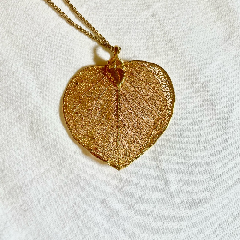 18K Gold plated leaf pendant